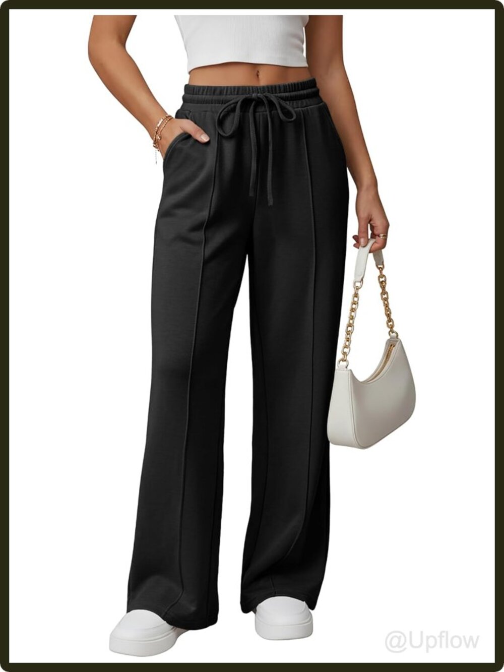 Women's Wide Leg Sweatpants High Waist Drawstring Lounge Athletic Pants Pockets